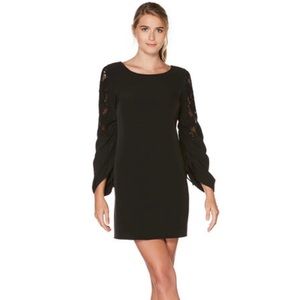 Laundry by Shelli Segal crepe dress lace arms NWOT